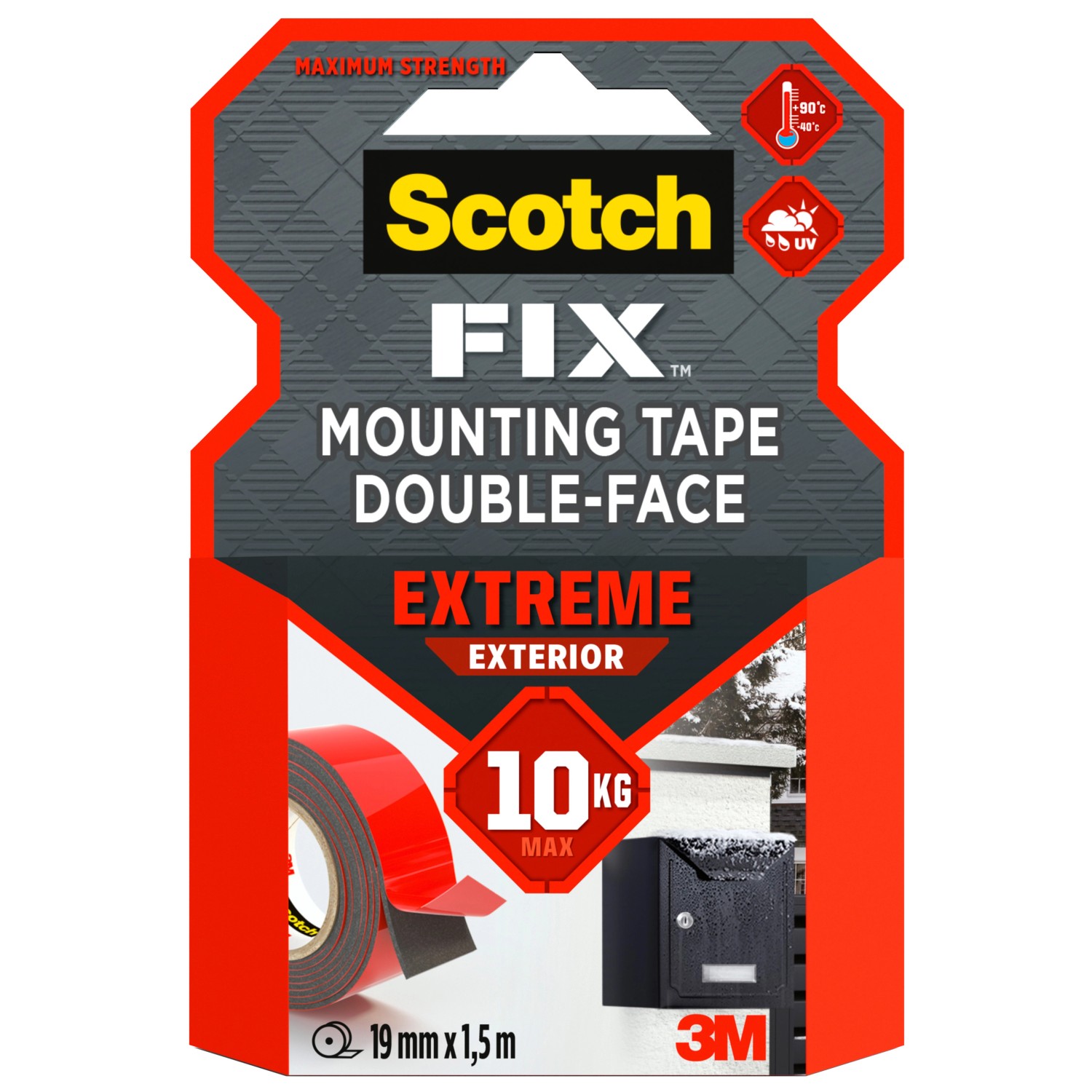Scotch-Fix Außenmontageband Extreme Doppelseitig 19 mm x 1,5 m Schwarz günstig online kaufen