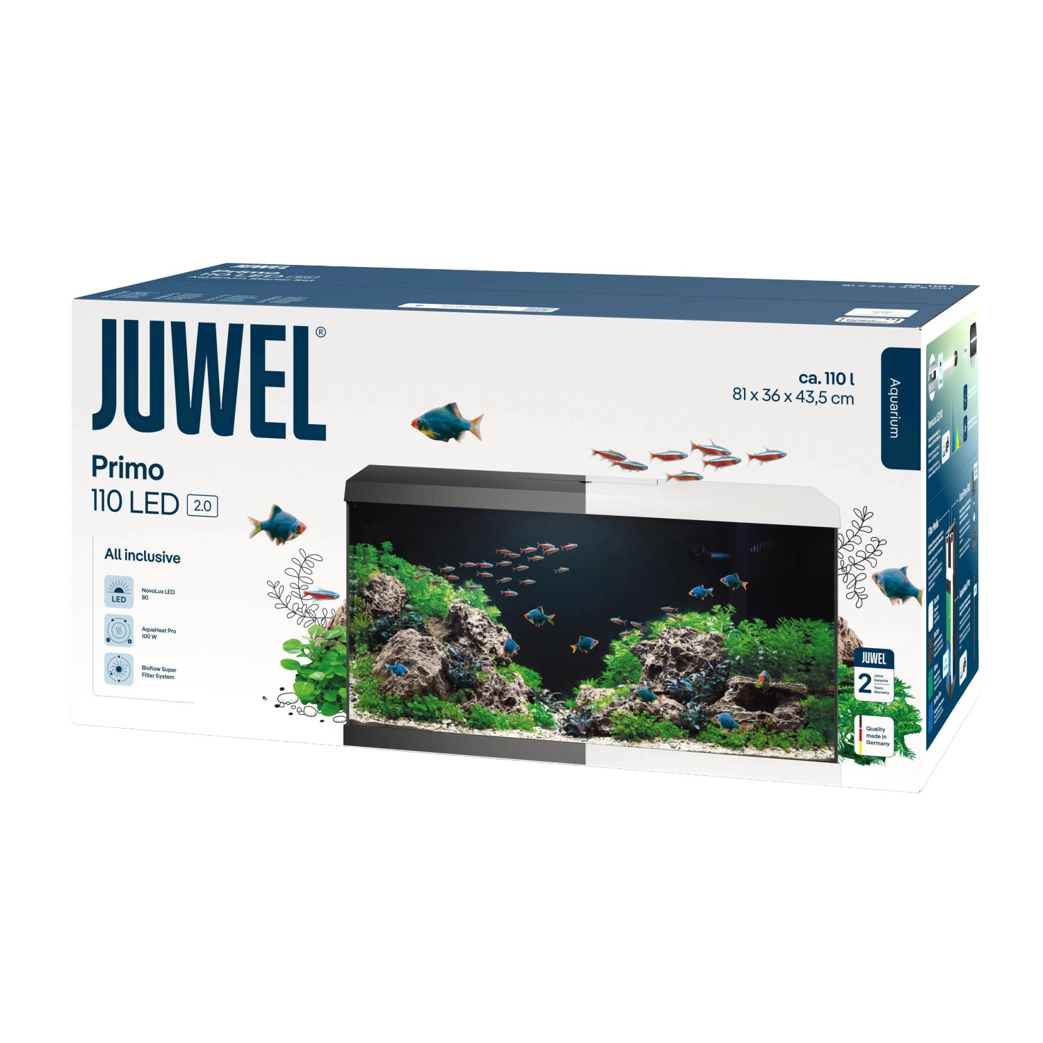 Juwel Aquarium-Set Primo 110 Schwarz, Komplettset mit LED-Beleuchtung und Filtertechnik.
