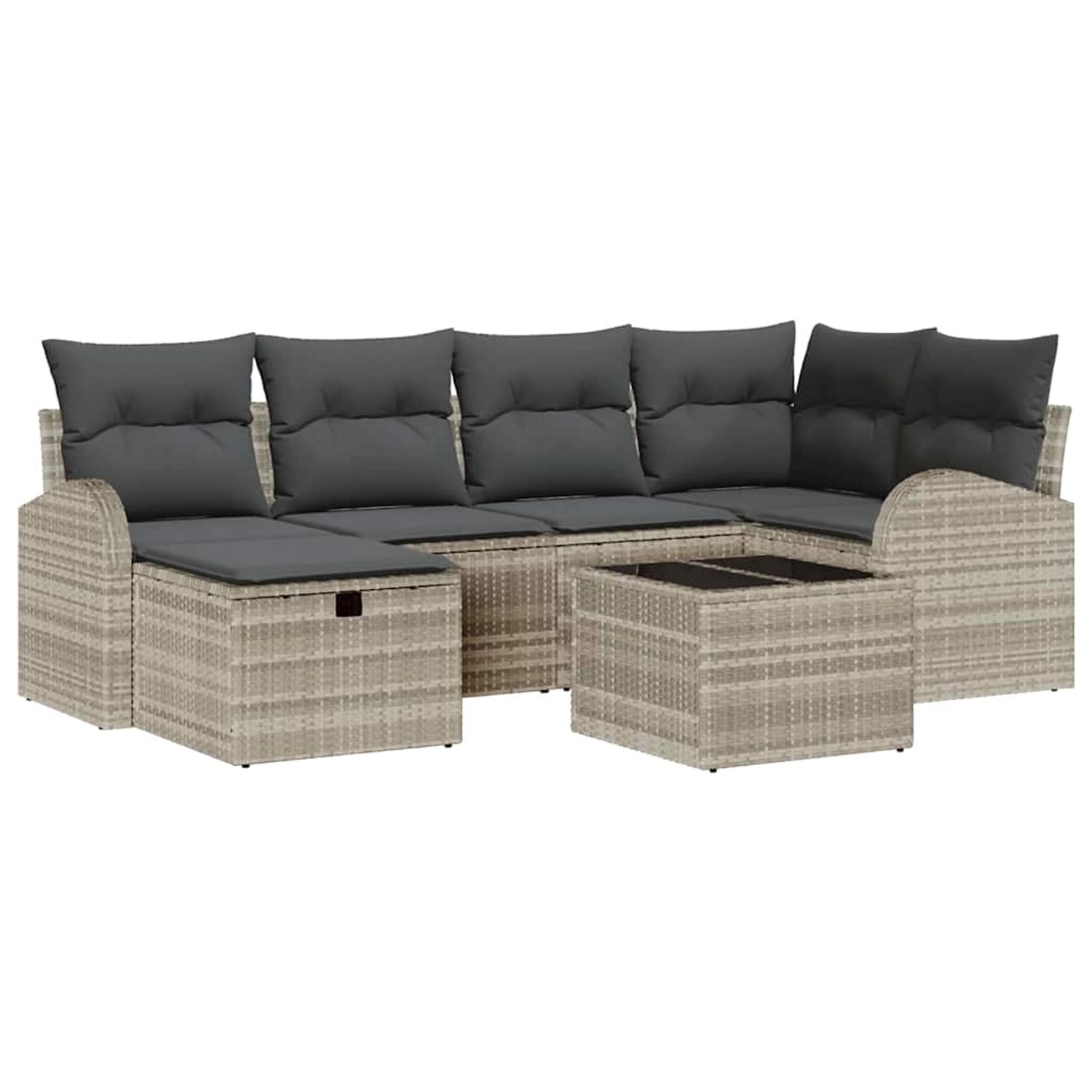 vidaXL Garten-Sofa-Set mit Kissen 7-Tlg Hellgrau Poly Rattan 3360423 günstig online kaufen