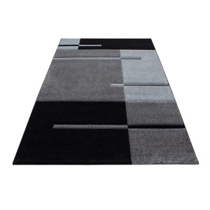 Moderner Kurzflorteppich Hawaii 1310 in Grau mit geometrischem Muster, 140x200 cm.