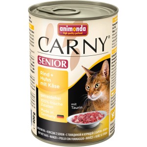 Carny Senior Katzen-Nassfutter Rind & Huhn mit Käse, 400g Dose.