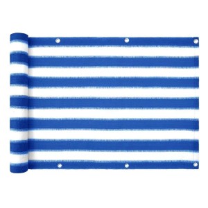 Floordirekt Balkonsichtschutz Blau-Weiß Gestreift 90 x 500 cm
