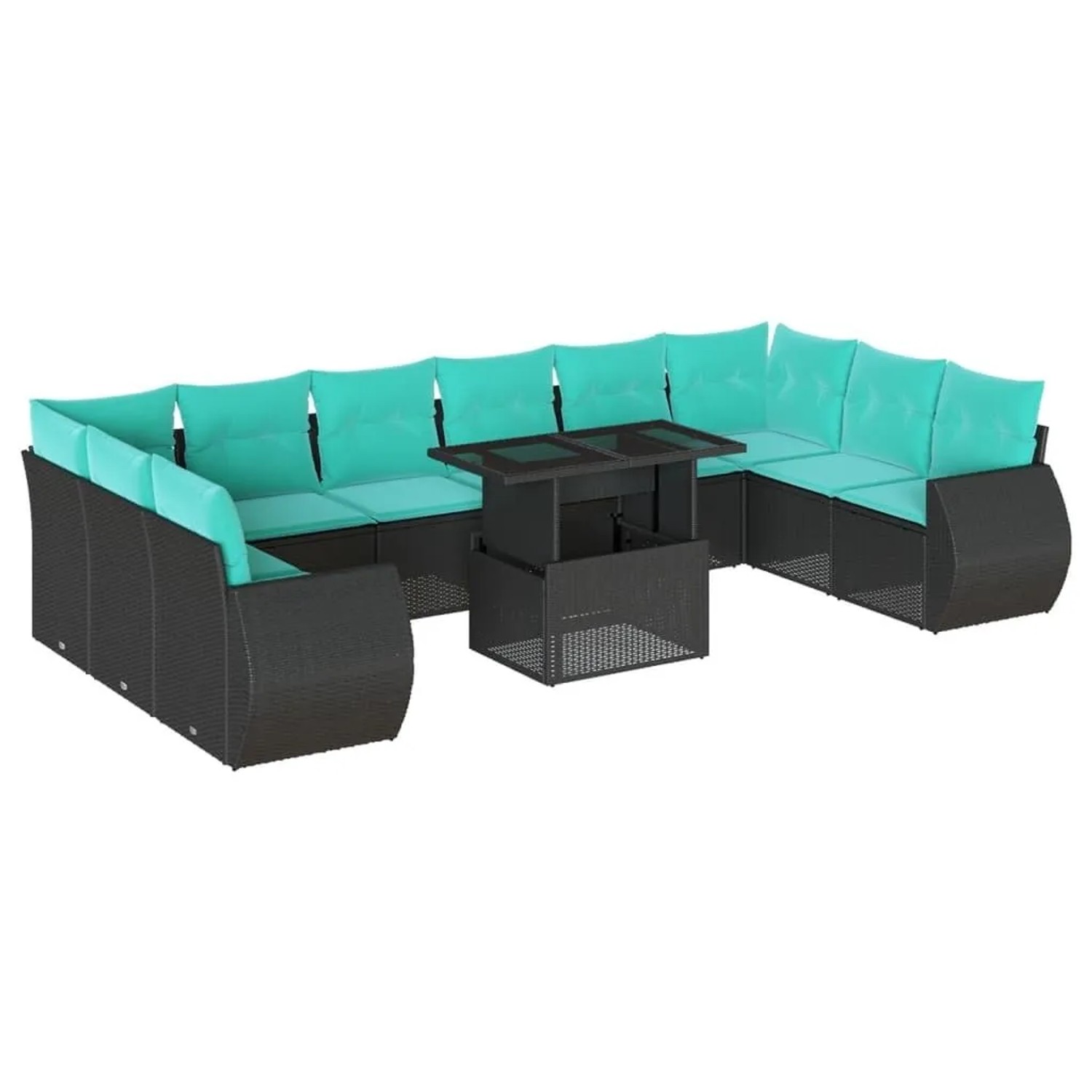 vidaXL 11-Tlg Gartensofa-Set mit Kissen Schwarz Polyrattan 3268777 günstig online kaufen