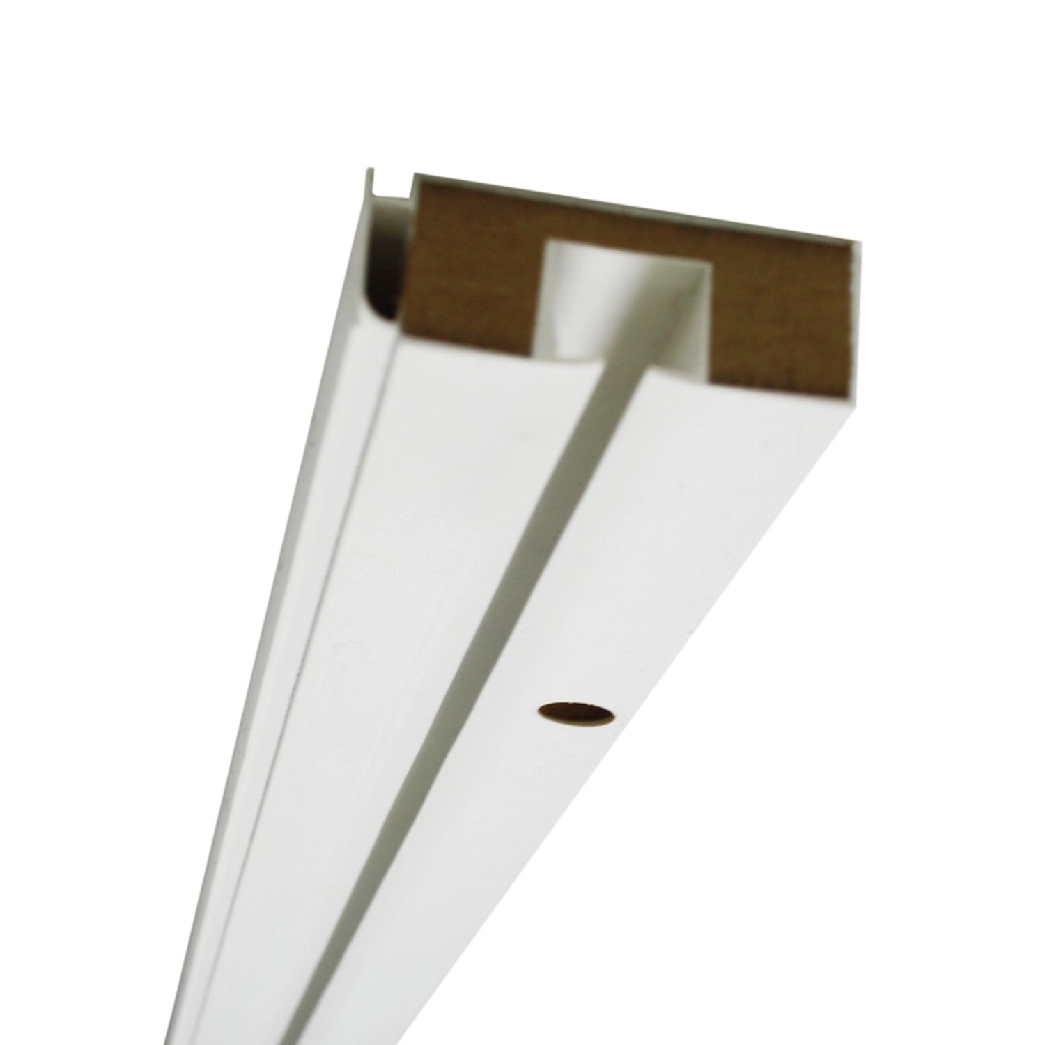 Weiße Gardinia Vorhangschiene, 1-läufig, 180 cm, mit vorgebohrten Löchern zur Deckenmontage.