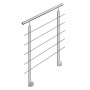 AICA 304 Edelstahl Treppengeländer Set Seitenmontage 100 cm Länge 5 Querstreben