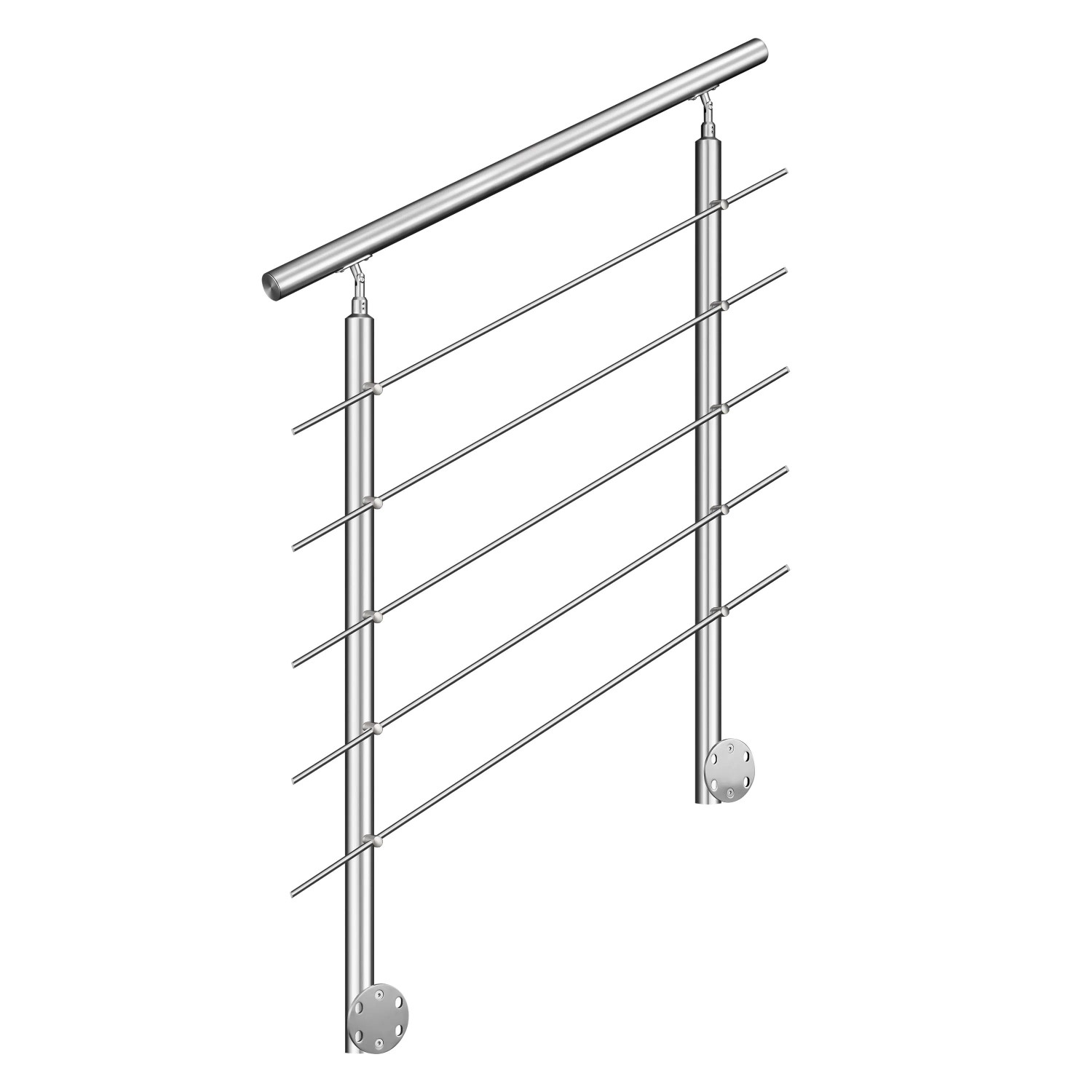 AICA 304 Edelstahl Treppengeländer Set Seitenmontage 100 cm Länge 5 Querstreben