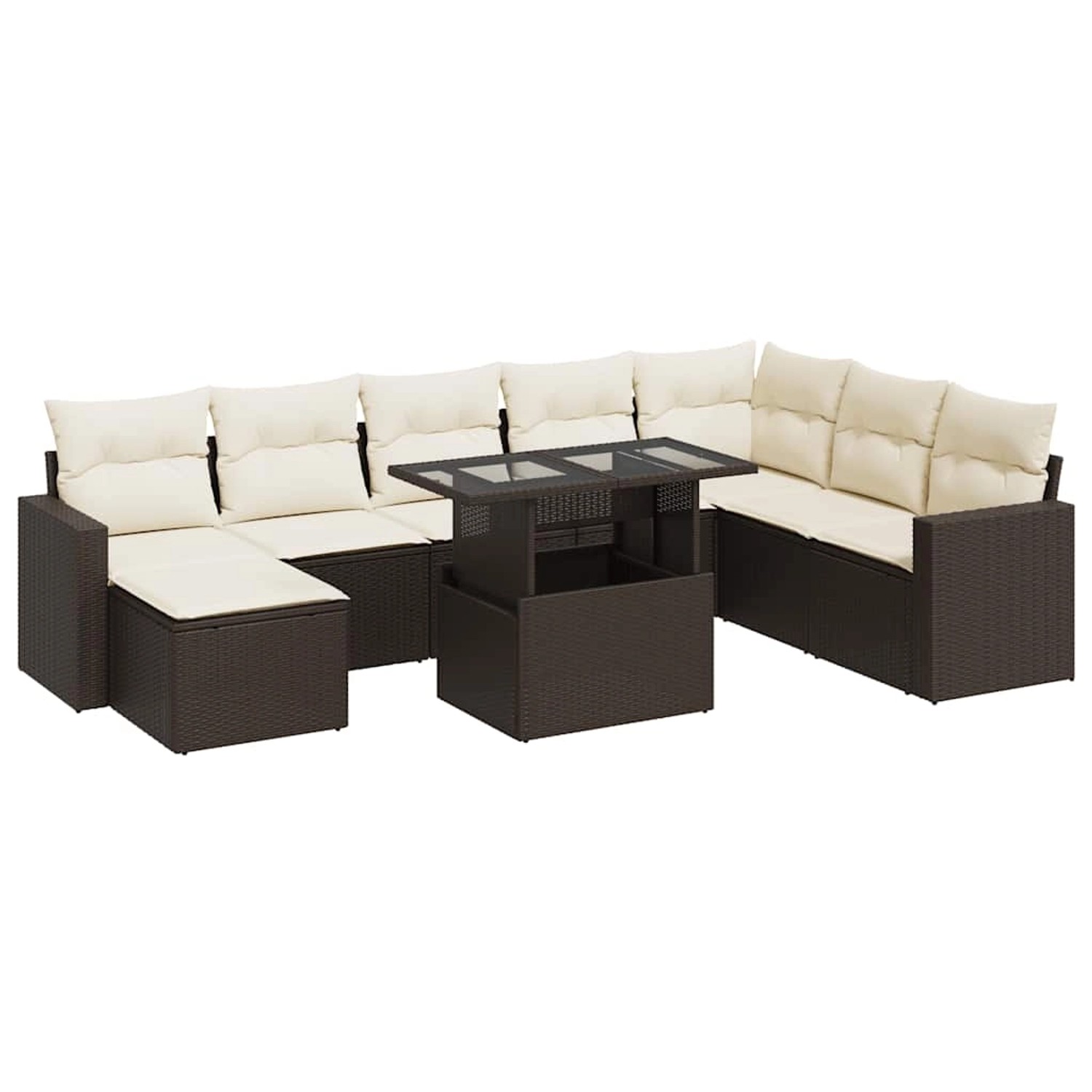 vidaXL 9-Tlg Garten-Sofagarnitur mit Kissen Braun Poly Rattan 3326374 günstig online kaufen