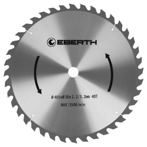 EBERTH Kreissägeblatt, 405mm, 40 Zähne, für präzise Holzschnitte.