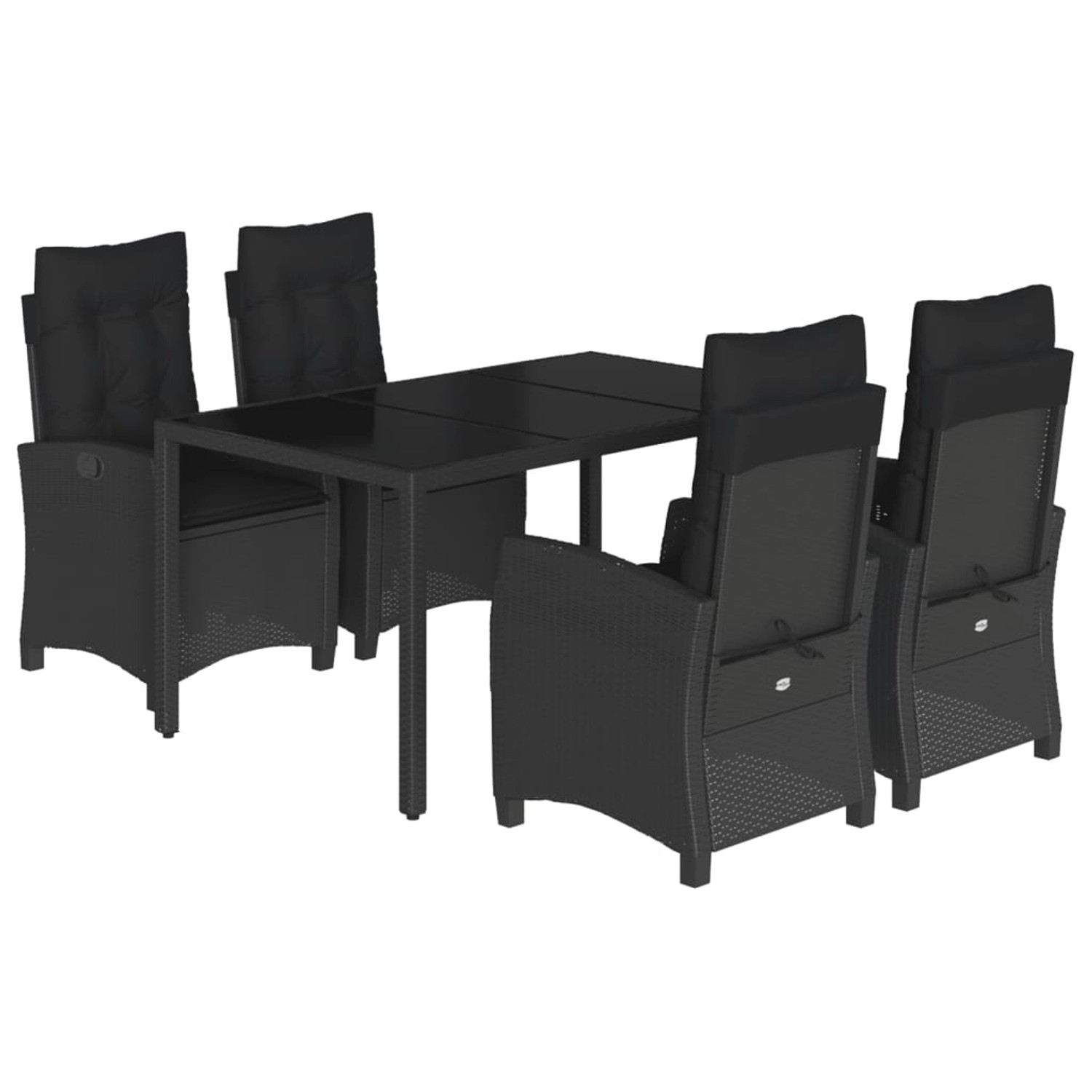 vidaXL 5-Tlg Garten-Essgruppe mit Kissen Schwarz Poly Rattan 3212638