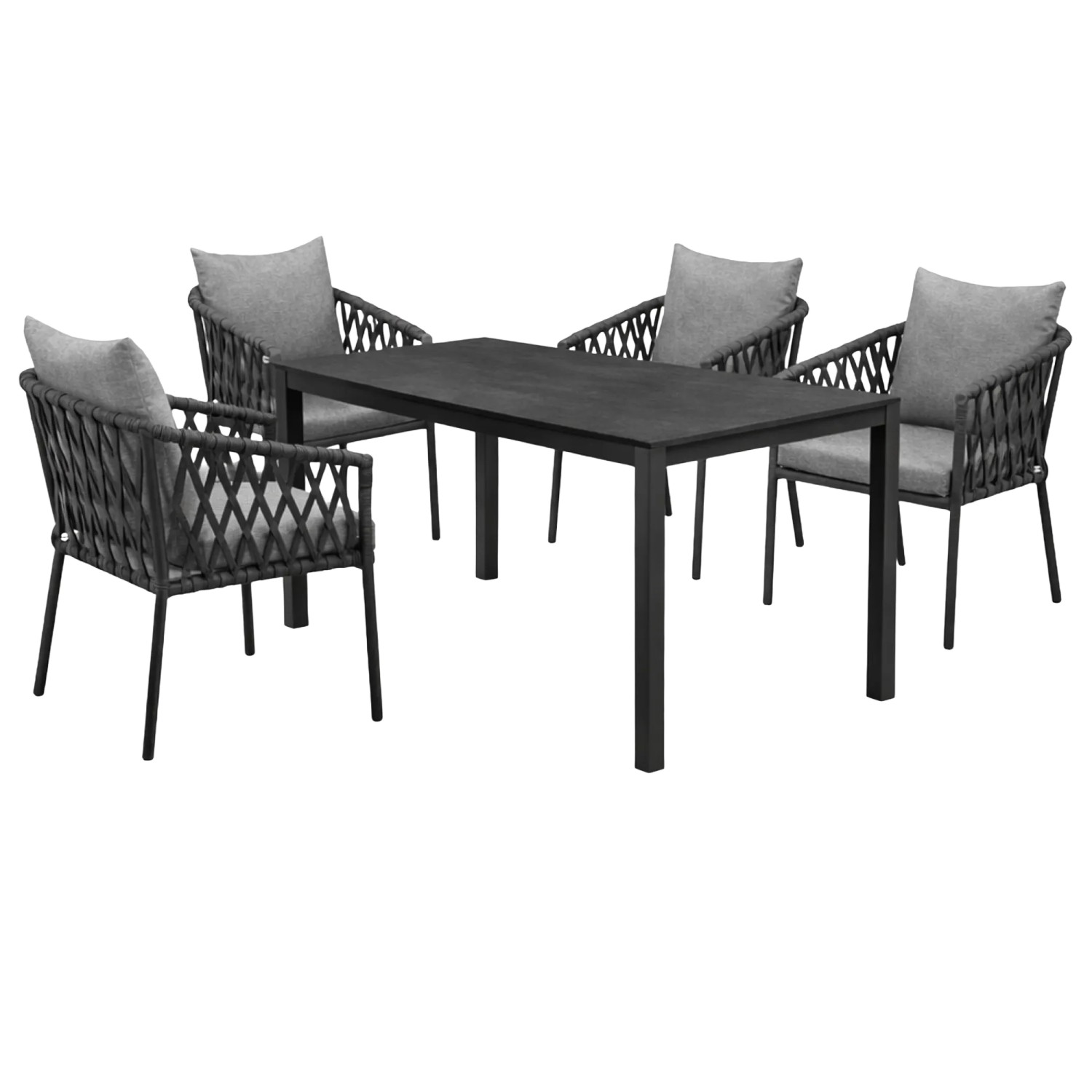 Greemotion Gartenmöbel-Set Bari inkl. Kissen 5-teilig Grau-Anthrazit