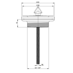 Sturotec Universal Ablaufventil 1 1/4 Zoll mit Stopfen und Dreieckhaken für Spülen.