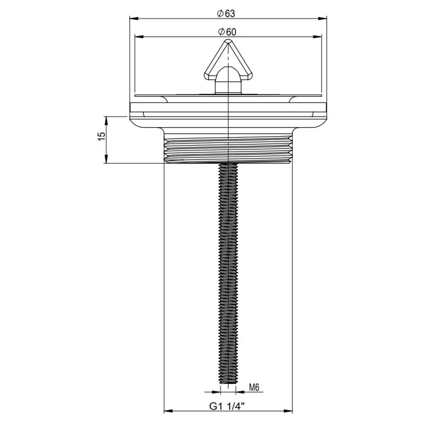 Sturotec Universal Ablaufventil 1 1/4 Zoll mit Stopfen und Dreieckhaken für Spülen.