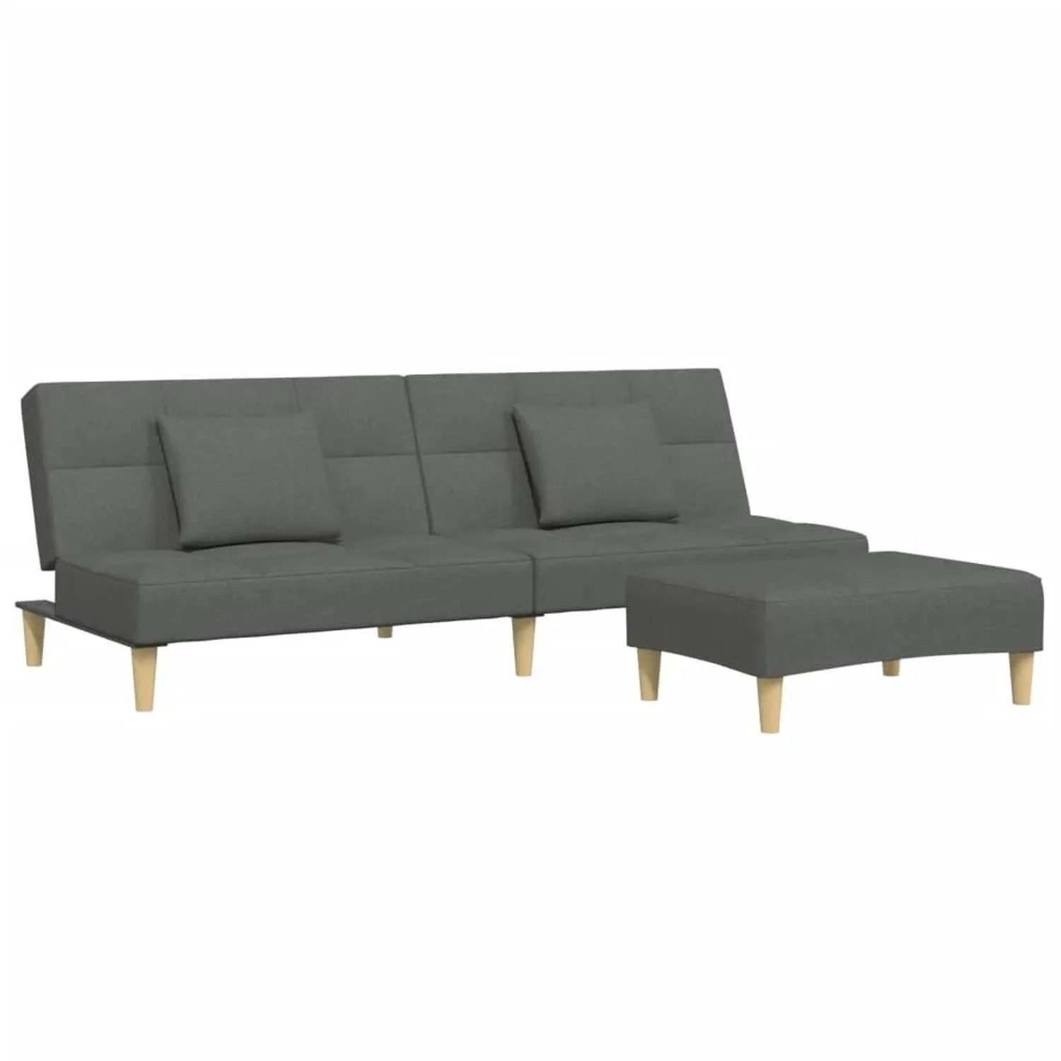 vidaXL Schlafsofa 2-Sitzer mit Fußhocker Dunkelgrau Stoff 3258104 günstig online kaufen