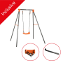 Kettler Einzelschaukel Single mit grauem Metallrahmen, orangefarbenem Sitz und Baby-Schaukelsitz.