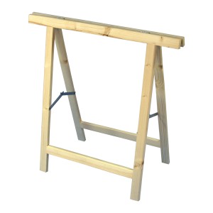 Arbeitsbock aus unbehandeltem Nadelholz, 75x75 cm, klappbar und stabil.