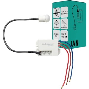 Oktaplex Jan Bewegungsmelder 360° für Innen & Außen, IP65/IP20, 8m Reichweite.