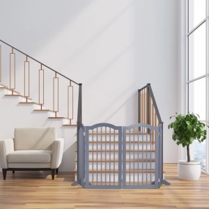 Relaxdays Absperrgitter MDF Bambus Grau Zusammenklappbar 92 cm x 205 cm x 30 cm 9,9 kg