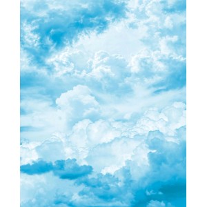 Komar Fototapete Himmelszelt Blau (200x250 cm) mit hellem, freundlichem Wolkenmuster.