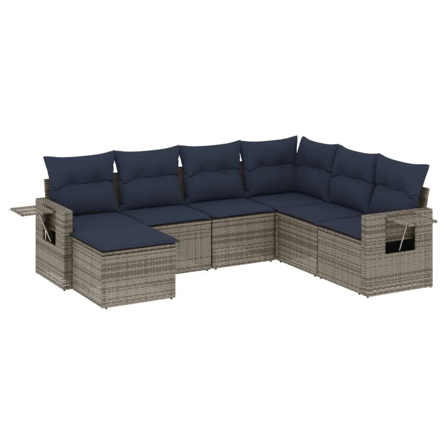 vidaXL 7-Tlg Gartensofa-Set mit Kissen Grau Polyrattan 3220500 günstig online kaufen