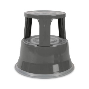 Grauer KARAT Rollhocker Elefantenfuß aus Stahl, ideal für Büro und Gewerbe. Leiter & Tritte.