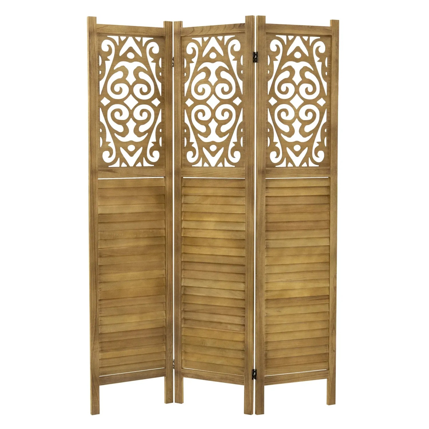 Ml-Design Paravent 3-Teilig Tokio Natur 170x121 Cm Aus Paulownienholz