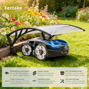 Tectake Rasenmäher Roboter Garage Domus mit gewölbtem Dach für optimalen Schutz.