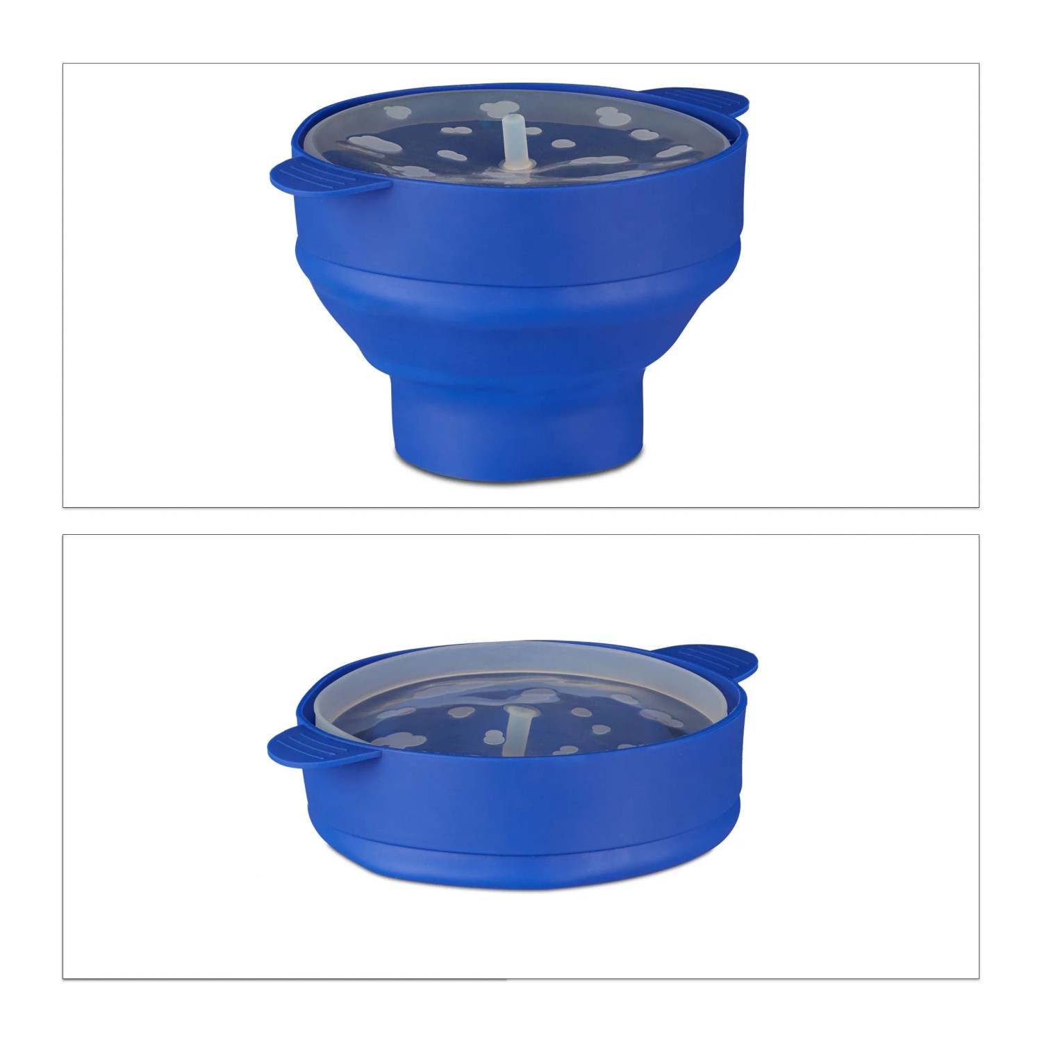 Relaxdays Popcorn Maker Silikon Blau Faltbar Mikrowellengeeignet 14,5 cm x 25,5 cm x 25,5 cm