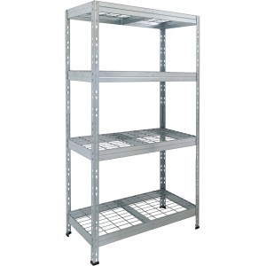 Ar Shelving Schwerlast-Steckregal mit 4 Stahlgitter-Böden, 180x90x45 cm, verzinkt.