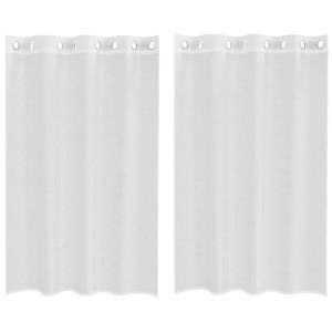Zwei weiße Voile-Vorhänge mit Ösen, leicht transparent für Wohnräume.