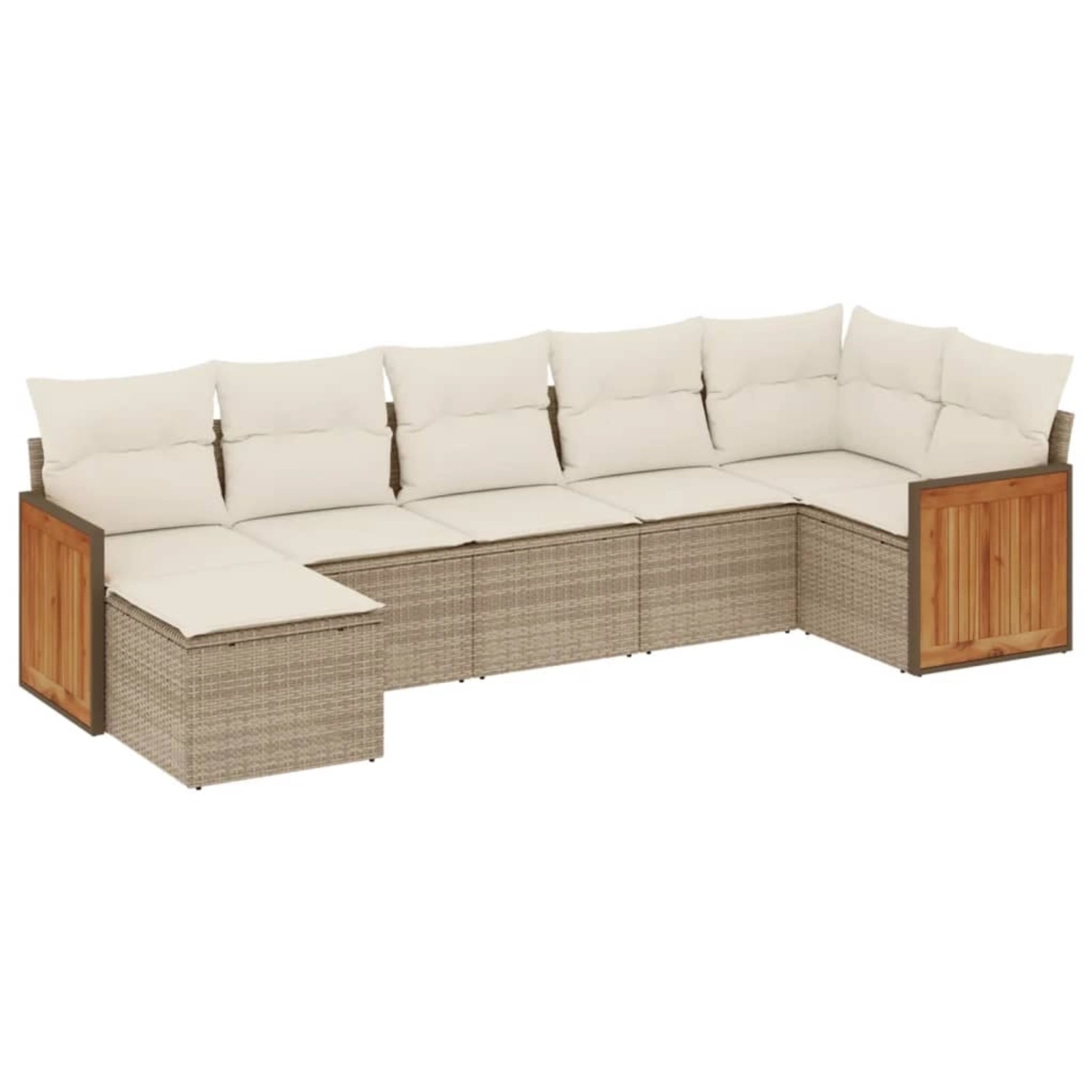 vidaXL 7-Tlg Garten-Sofagarnitur mit Kissen Beige Poly Rattan 3260273 günstig online kaufen
