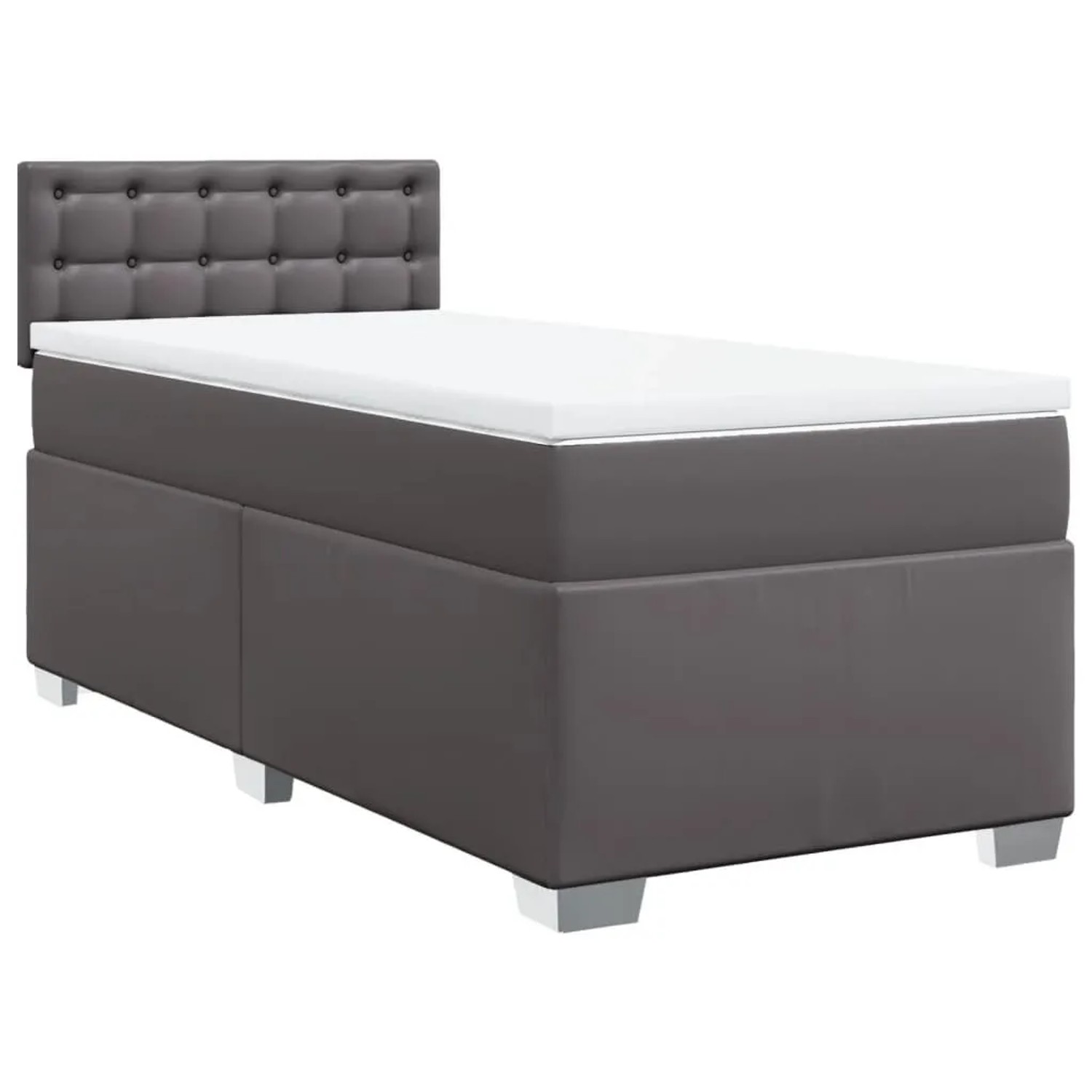 vidaXL Boxspringbett mit Matratze Grau 100x200 cm Kunstleder 3288410 günstig online kaufen