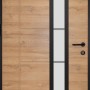 Splendoor Haustür ThermoSpace Paris Prime, Woodeffect Eiche natur mit Glaseinsatz und schwarzem Rahmen.