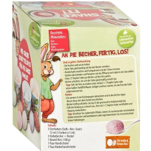 Brauns-Heitmann Eierfarben Shake it Set mit Farben, Bechern, Reis und Handschuhen.