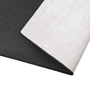 Detailansicht: Anthrazitfarbener Karat Teppich London mit Schlingenflor und Textilrücken.