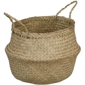 Naturfarbener Seegras-Korb mit Henkeln, Ø 40cm, ideal als Übertopf.
