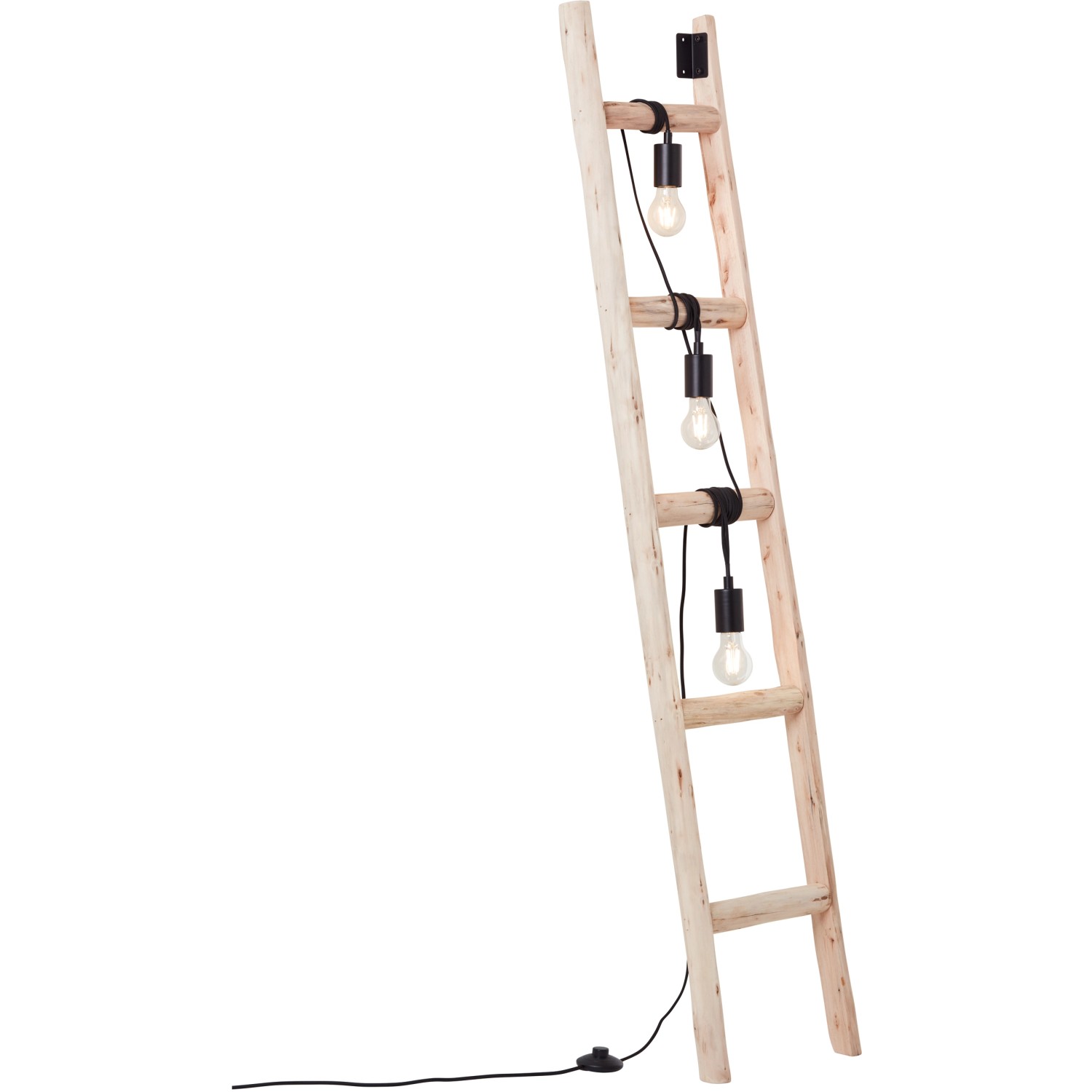 Brilliant Stehleuchte Ladder 1,6 m hoch Schwarz-holzfarbend