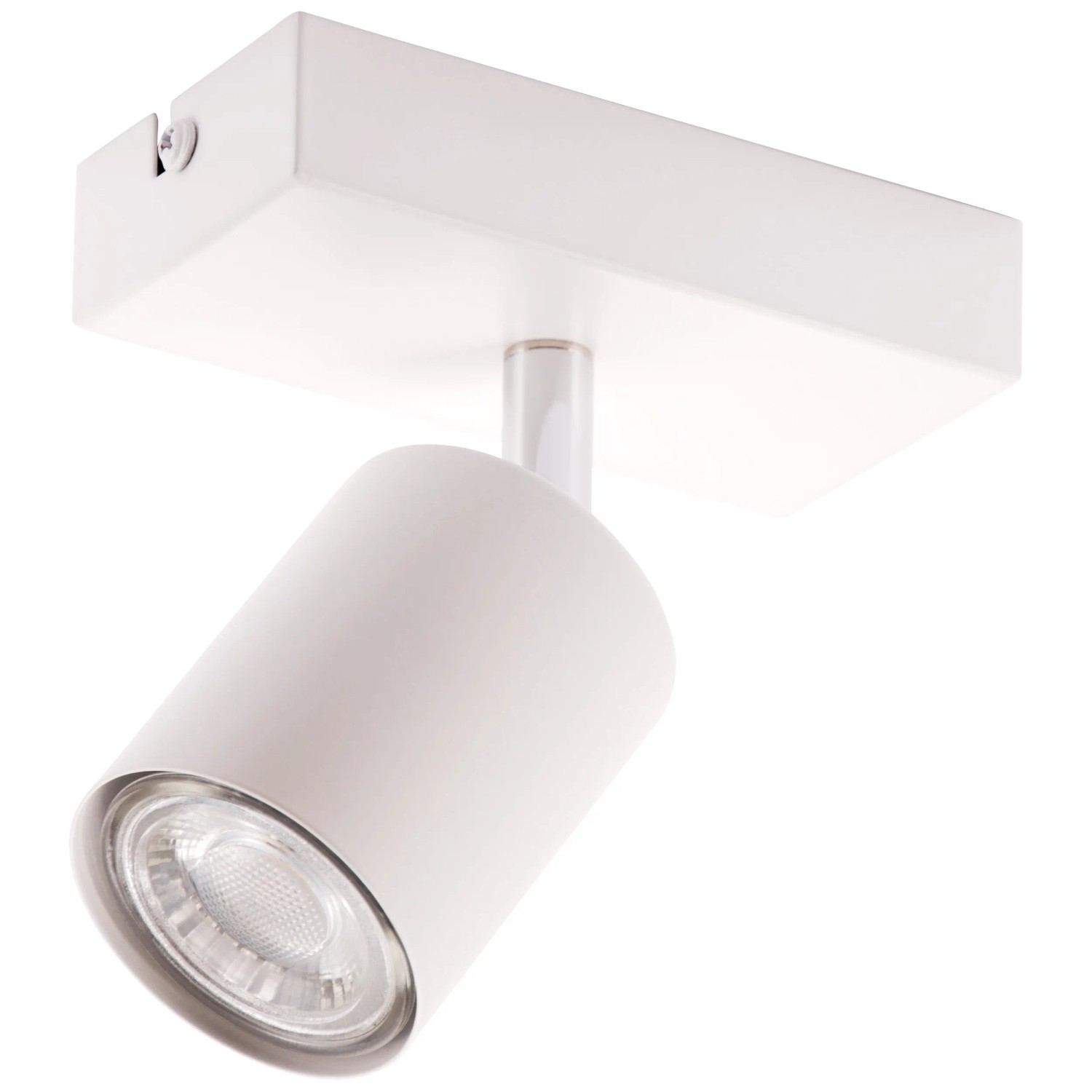 Weißer, einflammiger LED-Deckenstrahler Taio von Brilliant, 13,7 cm, für flexible Lichtausrichtung.