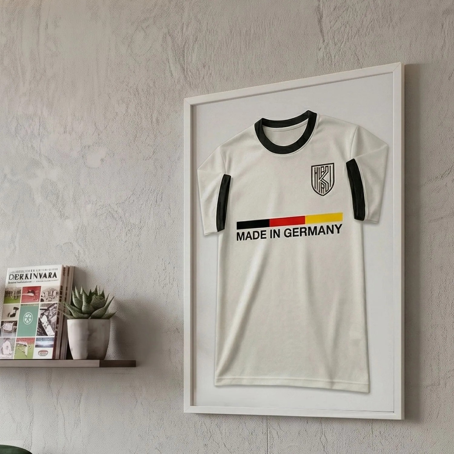 K-Möbel Echtholz Trikot Rahmen 50x70 cm Weiß für Kindertrikots & Fan Shirts