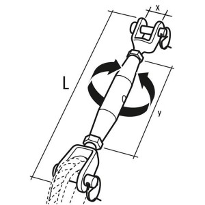 Zeichnung eines Wantenspanners aus V4A-Stahl, Länge 130 mm, mit Maßangaben.