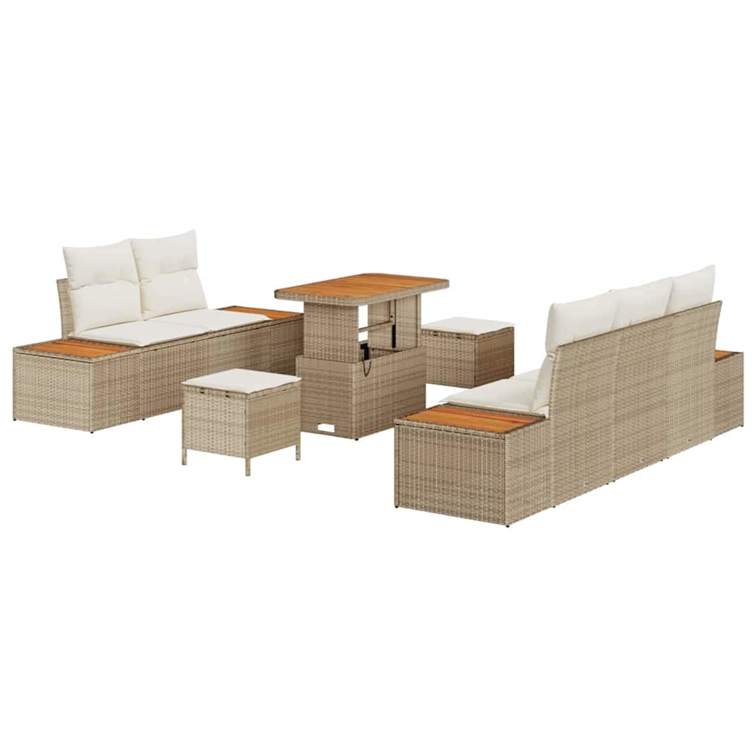 vidaXL Garten-Sofa-Set mit Kissen 8-Tlg Beige Poly Rattan 3362861 günstig online kaufen