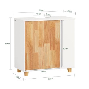 SoBuy Waschbeckenunterschrank BZR75-W, weiß mit Holzfront, 60 cm breit. Badmöbel zur Aufbewahrung.