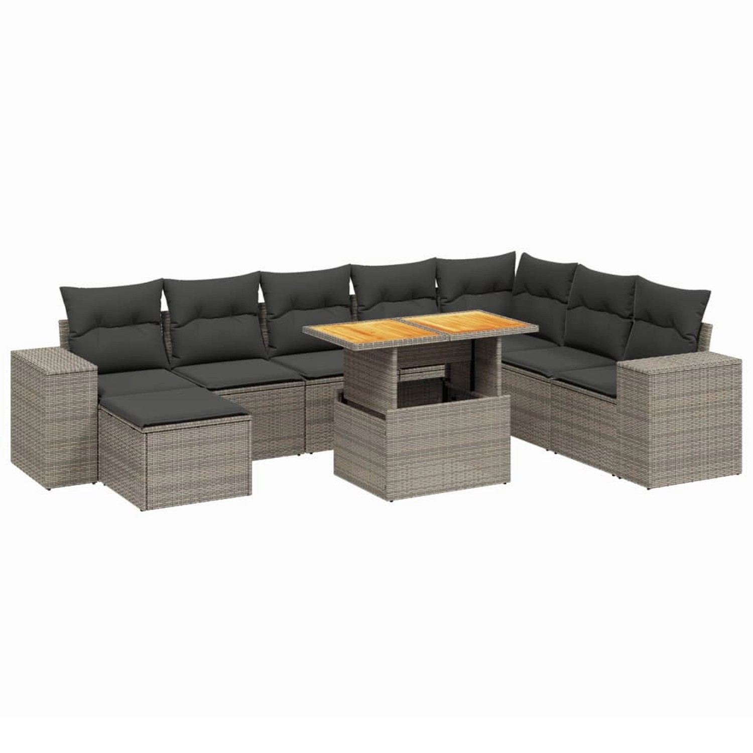 vidaXL 9-Tlg Garten-Sofagarnitur mit Kissen Grau Poly Rattan 3275965 günstig online kaufen