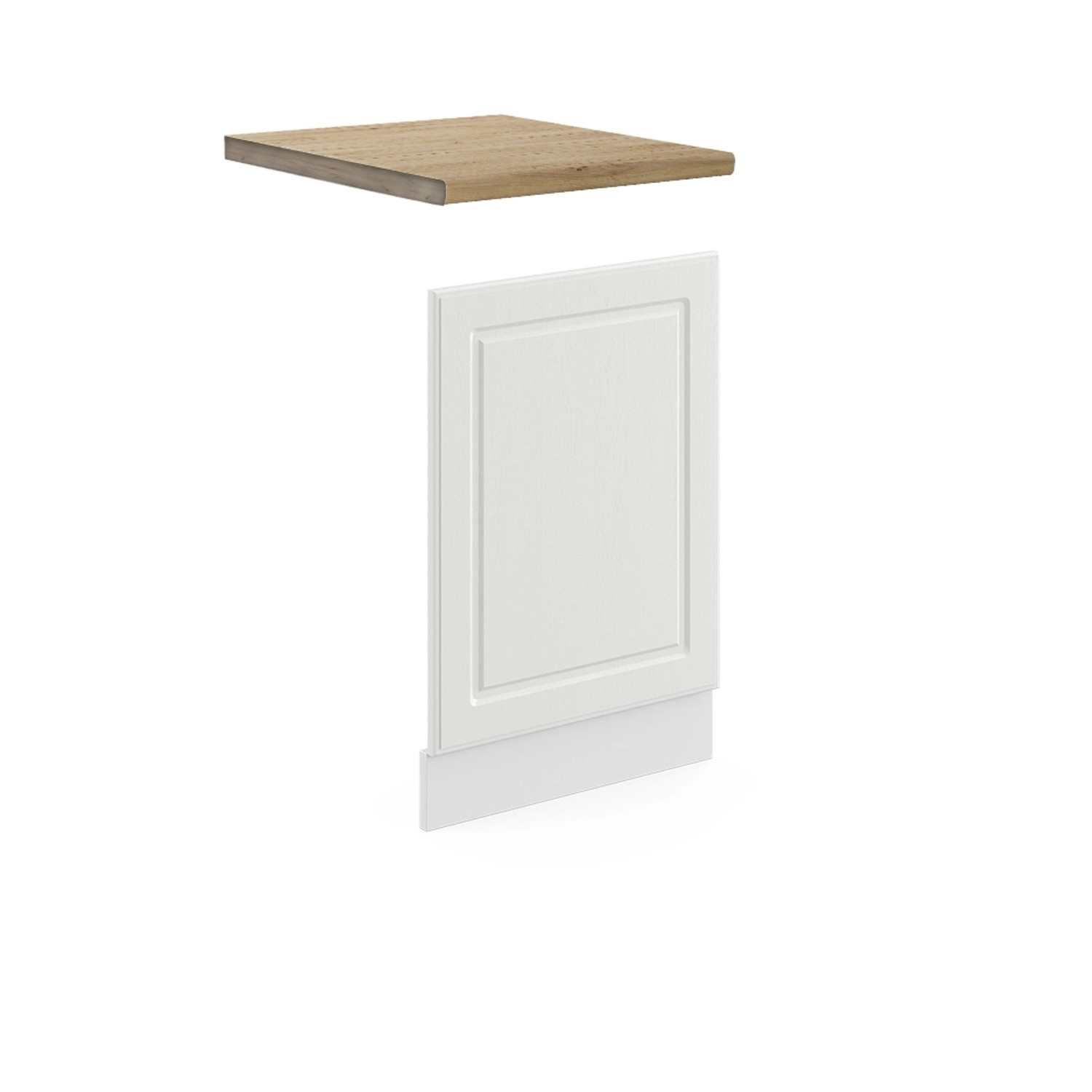 Vicco Frontblende R-Line Geschirrspüler Fronttür Weiß Landhaus/Weiß 45 cm AP Eiche