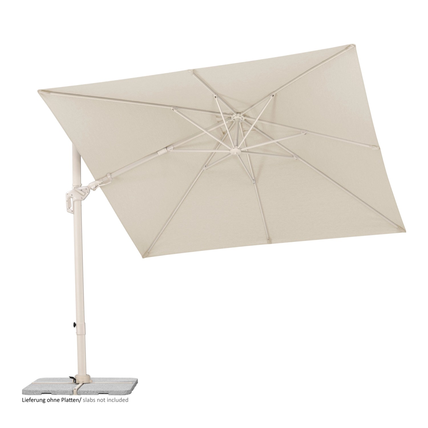 Schneider Ampelschirm, 300x300 cm, Natur, mit Kurbel. Quadratischer Sonnenschirm für Garten und Balkon.