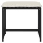 VidaXL Gartenhocker 4er Set, schwarz, mit cremefarbenen Kissen, aus Poly Rattan.