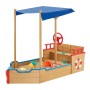 Juskys Sandkasten Käpt n Pit Piratenschiff aus Holz mit Sonnensegel und Steuerrad.