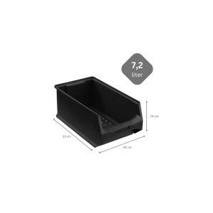 Schwarze, leitfähige Sichtlagerbox 4.0, 15x20x35 cm, 7,2 Liter, für Aufbewahrungssysteme.