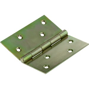 Gelb verzinktes, käntiges Scharnier, 100x100 mm, für bewegliche Verbindungen.