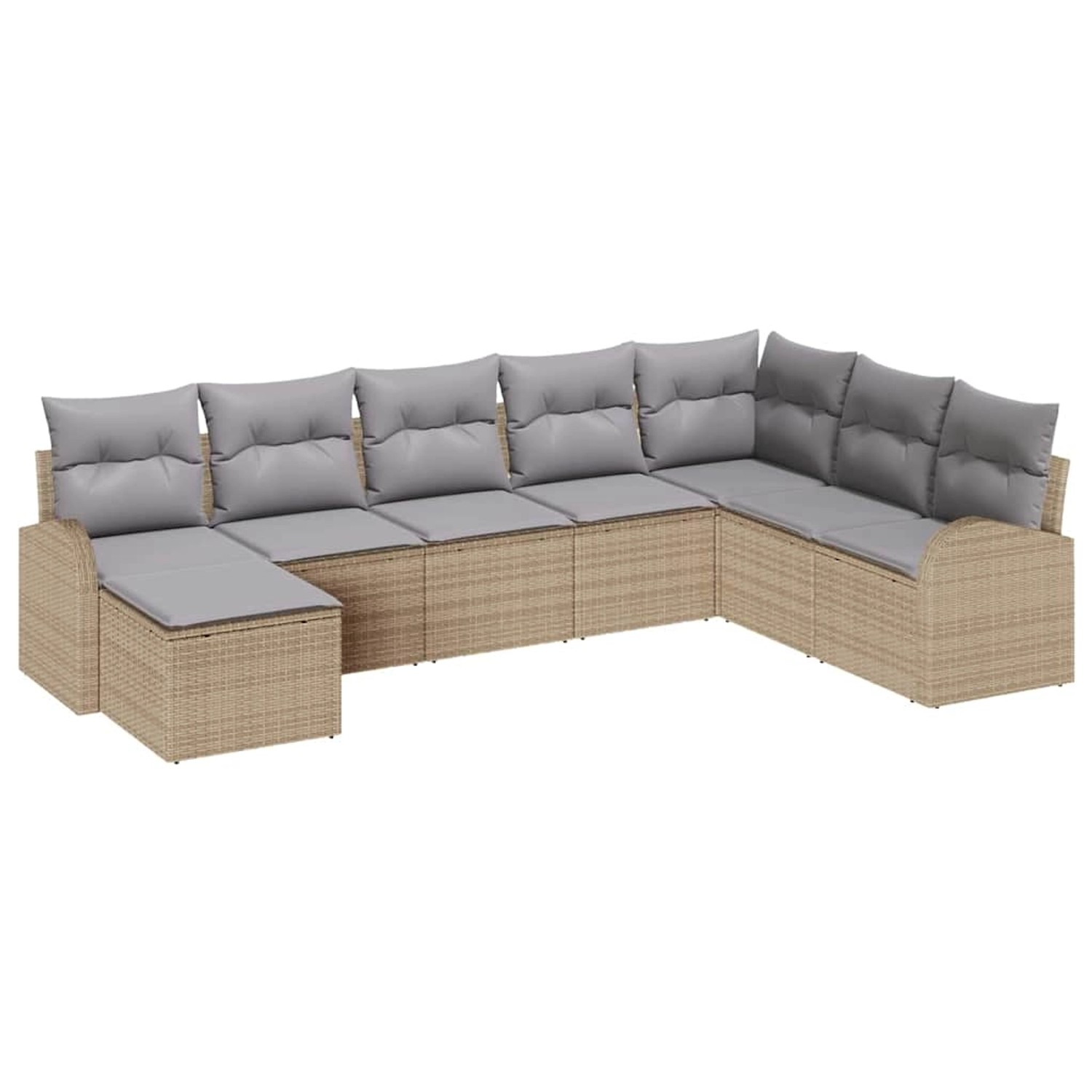 vidaXL Garten-Sofa-Set mit Kissen 8-Tlg Beige Hellgrau Poly Rattan 3354829 günstig online kaufen