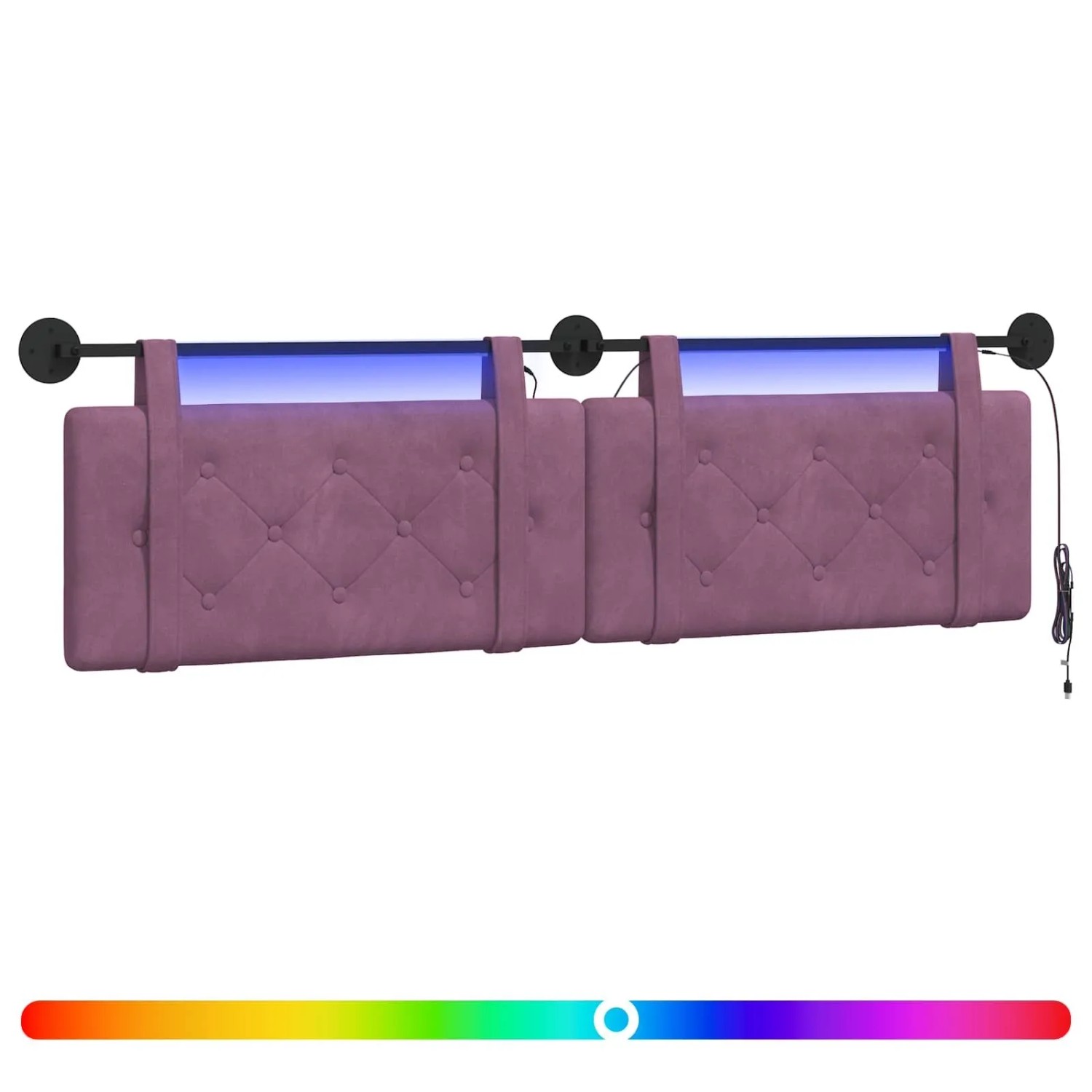 vidaXL Hängendes Kopfteil Mit LED Licht Lila Samt 3424205